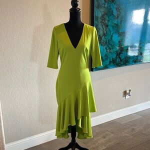 Badgley Mischka Vibrant Green High Low Dress